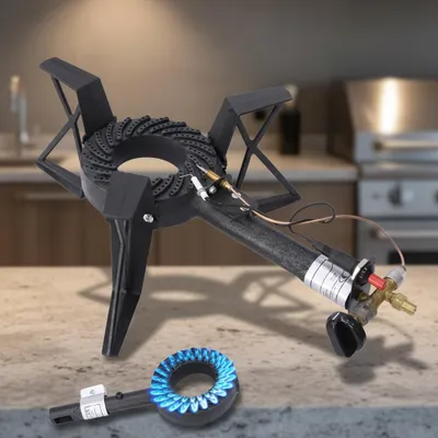 Obrázok produktu pre Stoličkový sporák piezoelektrické zapaľovanie 3 nohy 10,5 kW plynový horák liatinový sporák oceľ