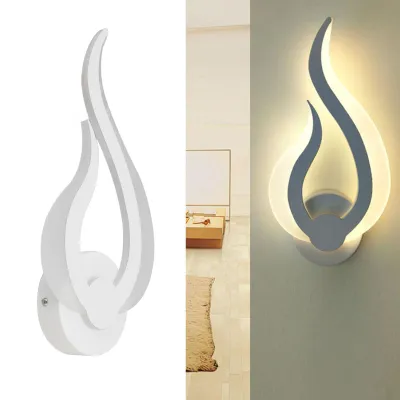 Produktbild von LED-Wandleuchte in Flammenform, schlichtes Design, aus Acryl-Aluminium-Legierung, für Arbeitszimmer, Flur, Schlafzimmer, 85–265 V