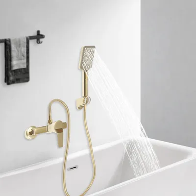 Produktbild von 2-Funktions Messing Handbrause Wasserhahn Bad Armatur mit 1,5m Duschschlauch (gold)