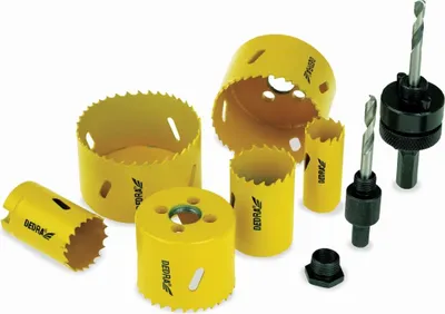 Produktbild von Bi-Metall Lochsägen-Set 9-teilig mit Ø 22, 30, 35, 51, 60, 68mm und 2 Spannfuttern