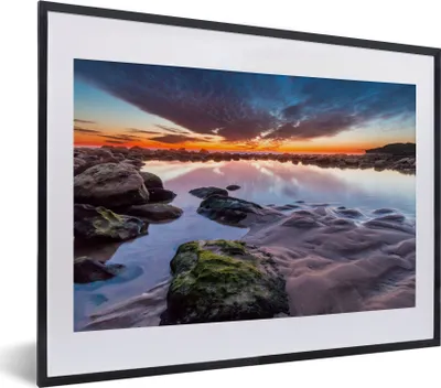 Produktbild von MuchoWow® Gerahmtes Poster Felsen - Wasser - Natur 40x30 cm - Poster mit Schwarzem Bilderrahmen Wandposter Rahmen Foto Bilder - Bilderrahmen - Poster im Rahmen