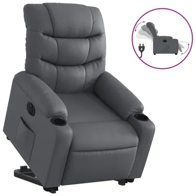 Produktbild von vidaXL Relaxsessel mit Aufstehhilfe Elektrisch Grau Kunstleder
