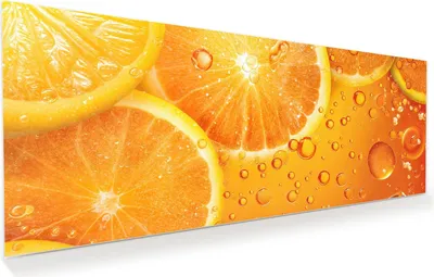Produktbild von Glasbild 125x50cm in XXL für Wohnzimmer, Schlafzimmer Motiv Erfrischende Orange