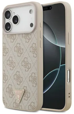 Image de Étui Guess en cuir 4G Triangle pour iPhone 18 Pro Max / 17 Pro Max, couleur rose