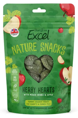 Produktbild von Burgess Excel Herby Hearts – Gesunde Leckerlis für Meerschweinchen & Kaninchen
