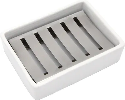 Produktbild von Keramik Seifenschale Edelstahl Seifenhalter für Bad und Dusche