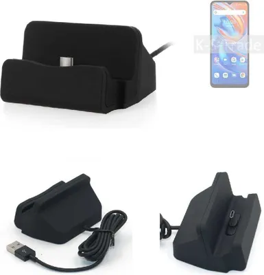Produktbild von K-S-Trade Docking-Station kompatibel mit UMIDIGI A13S Ladestation Dock Ladegerät Docking Station Tischständer Ständer inkl. USB Typ C Kabel schwarz