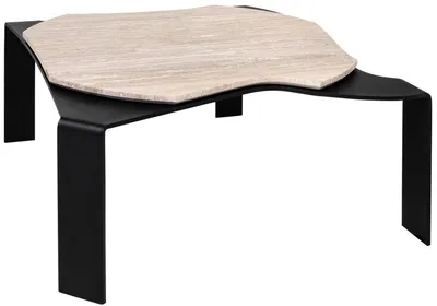 Zdjęcie produktu dla stolik kawowy Casa Padrino czarny / beżowy 75,5 x 78 x h. 32,5 cm - designerski stolik do salonu z marmurowym blatem