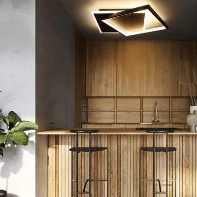 Produktbild von ZMH LED Deckenleuchte Schwarz Wohnzimmer Dimmbar mit Fernbedienung Deckenlampe 44W Quadratisch für Schlafzimmer Büro Küche Esszimmer