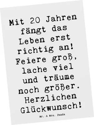 Produktbild von Mr. & Mrs. Panda Grußkarte Spruch 20. Geburtstag - Weiß - Geschenk, bildkarte, Erwachsensein, Geburtstagsgeschenk, Ansichtskarten, Postkarte, Happy Birthday, Alter