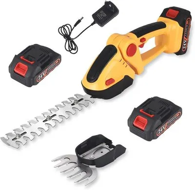 Obrázek produktu pro Elektrická sekačka na keře a trávu 2 v 1, 21 V, se 2 akumulátory