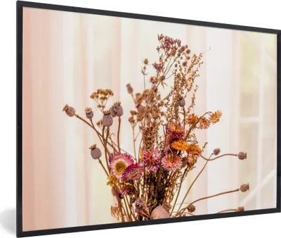 Produktbild von MuchoWow® Gerahmtes Poster Getrocknete Blumen - Stillleben - Farben 90x60 cm - Poster mit Schwarzem Bilderrahmen Wandposter Rahmen Foto Bilder - Fotorahmen - Foto-Plakat