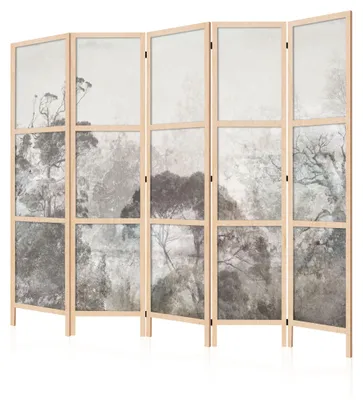 Immagine prodotto di LUMASOUL, divisorio giapponese, paravento, elemento divisorio per ambienti, 225x172 cm, modello "Wald5", composto da 5 pannelli, decorativo, in stile shoji, pieghevole, autoportante, ideale come schermo divisorio per ambienti domestici