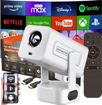 Obrázek produktu pro Mini projektor - Přenosný - Projektor se systémem Android 13 - WLAN - Otočný o 360° - Full HD 4K - Pro chytré telefony