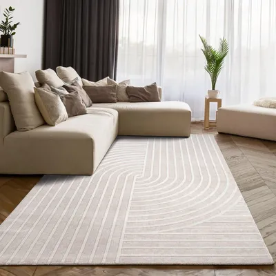 Produktbild von Teppich Kurzflor Abstrakt Wohnzimmer schmutzabweisend Creme  200x280 | 75% Polyester, 25% Polypropylen | Florhöhe: 10 mm | pflegeleicht