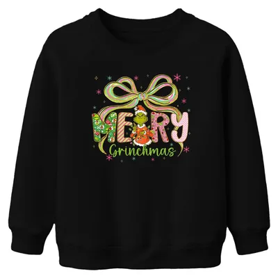 Immagine prodotto di Merry Grinchmas Grinch Natale divertente regalo fiocco colorato unisex bambini felpa pullover, nero, 152