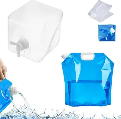 Produktbild von Famanu Faltbarer Wasserreservoir 5 l und 20 l - mit Wasserhahn, praktisch für Camping und Outdoor