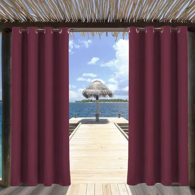 Produktbild von 4er Set Outdoor Vorhänge 132x238cm, Balkonsichtschutz Winddicht Wasserabweisend Sonnenschutz UV Schutz Aussenvorhang Garten Verdunkelung Outdoor Blickdicht Gardinen，Weinrot