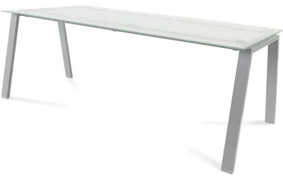 Produktbild von Schreibtisch Blanca BxTxH 200x80x73cm Gestell grau Platte Glas satiniert