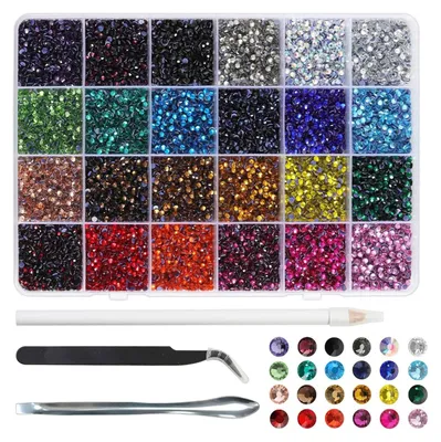 14400 Strasssteine SS10, 24 Farben, 3 mm, mit Werkzeug, DIY