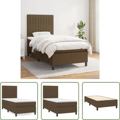 Produktbild von The Living Store Boxspringbett mit Matratze Dunkelbraun 90x200 cm Stoff