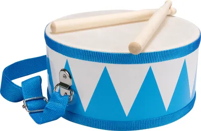 Produktbild von Trommel für Kinder blau/weiss – Holz, 20 cm, mit Sticks & Gurt- 3845