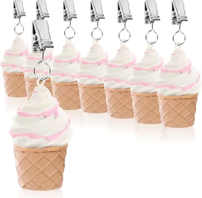 Produktbild von com-four® 8x Tischdeckenbeschwerer - wetterbeständige Tischtuchgewichte mit Klammer - Tischtuchklammer in Eis-Design - ca. 40 g