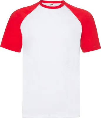 Obrázok produktu pre Fruit of the Loom 61-026-0 | Tričko s krátkym rukávom Baseball Herren - Farbe: Farebnosť: biela/červená: S
