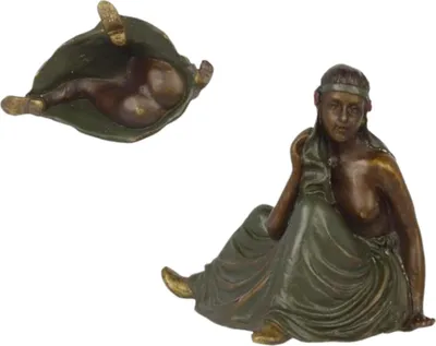 Produktbild von Bronzeskulptur Bronzefigur Akt Halbnackte Frau