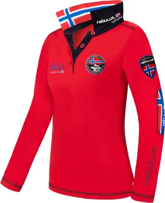 Produktbild von Nebulus Poloshirt langarm BENTY Damen, Shirt, Sweatshirt, Polo, P5761 - Damen, rot, M/38