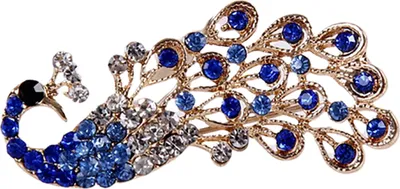 Produktbild von Broschennadel, glänzend, hübsch, für Damen, modisch, Pfauenform, Kragennadel für Hochzeit-Blau