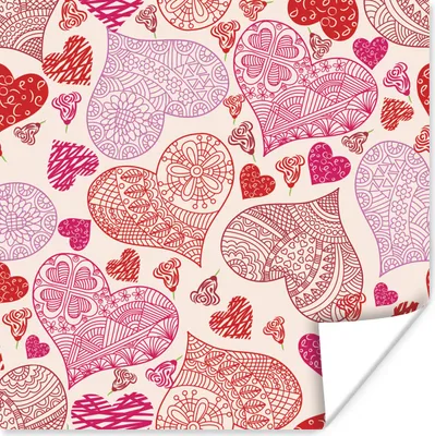 Produktbild von MuchoWow® Poster Eine Illustration mit rosa und roten Herzen 50x50 cm - Wohnzimmerdekoration