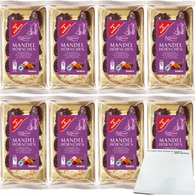 Produktbild von Gut & Günstig Mandelhörnchen edles Marzipangebäck veredelt mit 14 % Zartbitterschokolade VPE (8x175g Packung) + usy Block