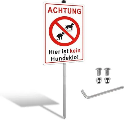Produktbild von Hundeverbotsschild mit Pfahl - Aluminium 20x30 cm