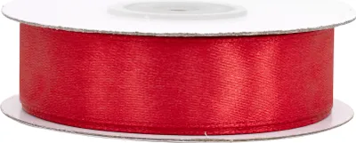 18mm breites, 25m langes, einseitig glänzendes rotes Satinband auf Rolle. Perfekt für Bastelprojekte und Geschenkverpackungen