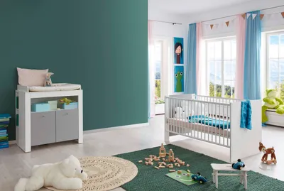 Produktbild von trendteam Babyzimmer 3-teilige Kombination Pia Weiß Melamin/Lichtgrau Melamin