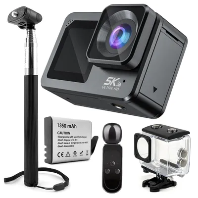 Obrázek produktu pro Sportovní kamera 5K UHD 60 FPS, WiFi, USB-C, dálkové ovládání, mikrofon, stabilizace EIS, držák