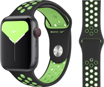 Produktbild von Original Apple Nike Sport Armband S/M 42/44/45mm MXR02ZM/A Black/Lime Blast