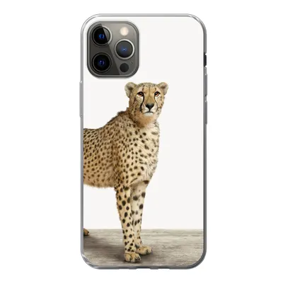Produktbild von MuchoWow® Handyhülle Schutzhülle Hülle für iPhone 13 Pro Leopard - Tiere - Weißer Hintergrund - Kinder - Jungen - Mädchen Silikon Softcase Handy Hülle - Handy-Tasche