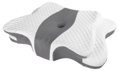 Obrázek produktu pro Polštář z paměťové pěny, ergonomický design, opěrka krku, světle šedá, jak je na obrázku