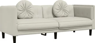 Image de vidaXL Canapé 3 places avec coussins Crème Velours