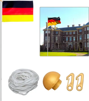 Produktbild von Jopassy Fahnenmast Aluminium Teleskop 650cm Bodenhülse 60cm inkl. Deutschlandfahne Flaggenmast Mast Flagge Alu