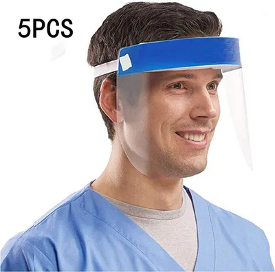 Produktbild von 5 Stück Transparent Face Shield mit Anti-Spritzmaske Anti-Speichel Gesichtsschutz