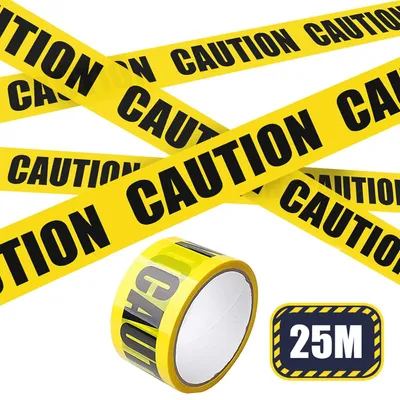 Imagen del producto de Cinta decorativa de Halloween, de 5 cm de ancho, de color amarillo con letras negras