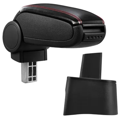 Armlehne Mittelarmlehne Leder Bezug Schwarz Rot für Seat Ibiza III 6L 2002-08 – Produktansicht