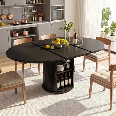 Imagen del producto de Mesa de comedor extensible, mesa redonda de cocina para 4-6 personas, de madera
