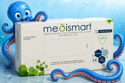 Produktbild von Einweghandschuhe MediSmart Latex weiß Größe L 100 Stück für Hygiene für Arbeit