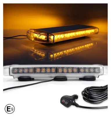 Productafbeelding van 55 cm, 40 LED's — Krachtige LED-noodverlichting (knipperlicht) met magneten, 12–24 V, 10 bedrijfsmodi, geel/oranje licht