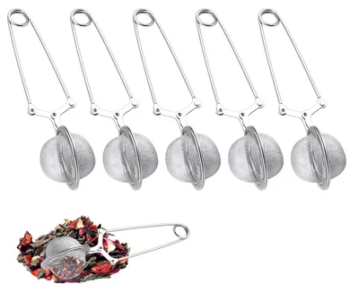 Produktbild von Teesieb-Set aus Edelstahl - Mit Teeei und Teezange - Für losen Tee, Teeblätter und Gewürze