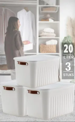 Produktbild von Tobeyz – Aufbewahrungsbox – Aufbewahrungsdose – Aufbewahrungskorb – 20L BPA-freie Kunststoffbox mit Deckel – Nestbar und Stapelbar – Weiß